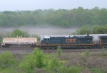 Fog forming over the river as trains meet